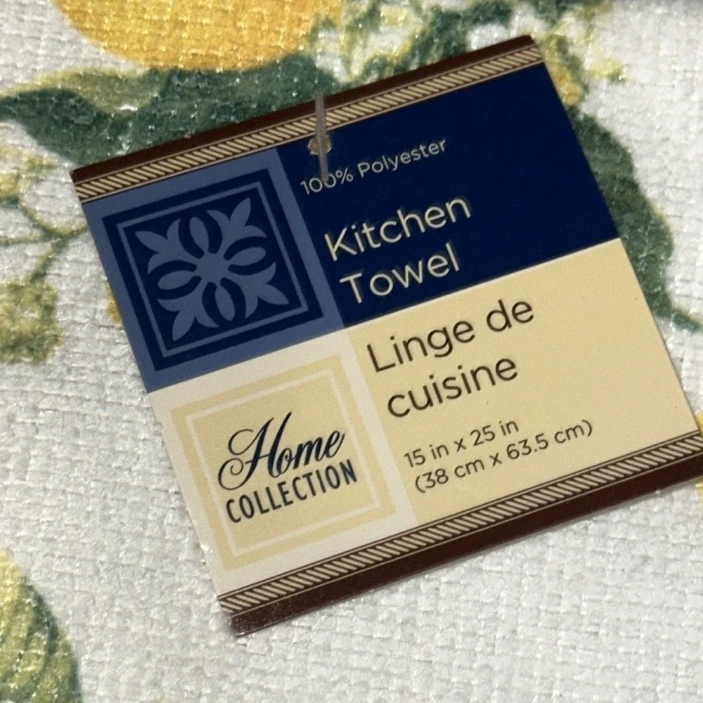 Home Collection 4pc Lemon Kitchen Set Oven Mitt Pot Holders Towel Yellow Green